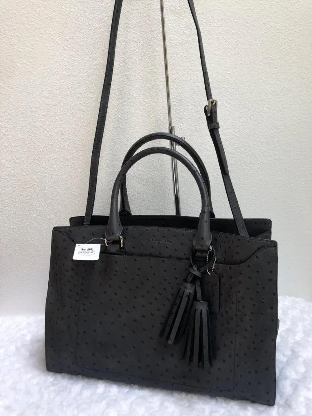 NWT COACH LEGACY PINNACLE LEIGHTON OSTRICH EMBOSSED CARRYALL - 23502 - Charcoal